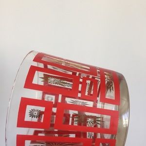Jeanette glasbake red and gold foil ice bucket